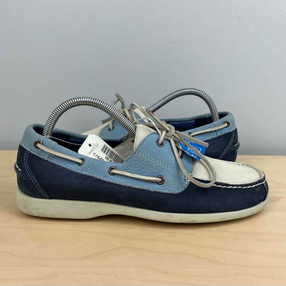 Rockport Men’s Size 8.0 M Classic 2 Eye Leather Boat Shoes Blue Navy White - Picture 2 of 12